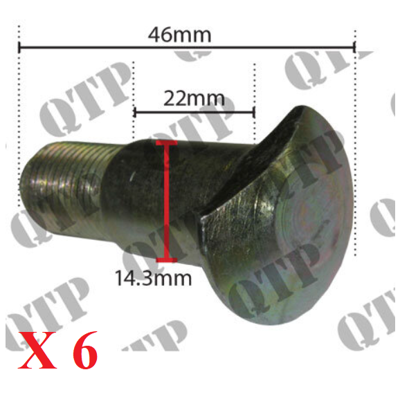 For Massey Ferguson TE 20 Wheel Stud Rear Early Type - PACK OF 6