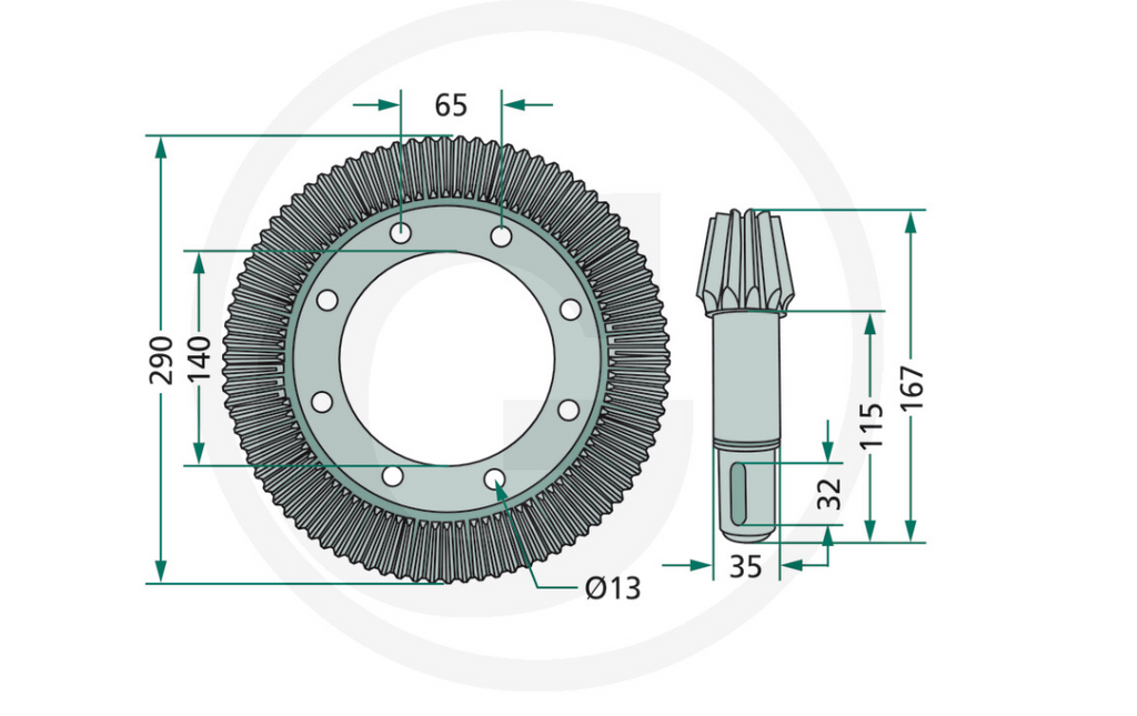 For KRONE SWATHER Bevel gear set 12 + 83 teeth