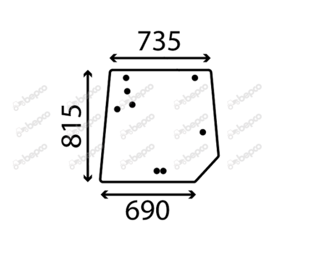 For MASSEY FERGUSON 5400 REAR WINDOW FLAT - TINTED