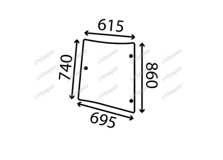 For MASSEY FERGUSON 5400 CORNER WINDOW LEFT - CURVED - TINTED