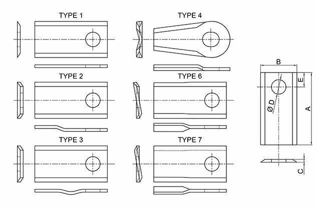 FELLA Mower Blades LEFT 105 X 49 X 4 MM - Ø19 MM - 25 PCS