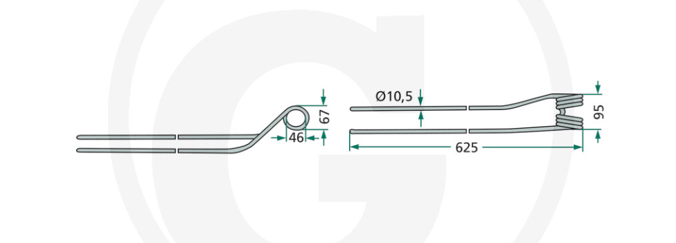 For KRONE KS Swather Tine Left, Inner PACK OF 4