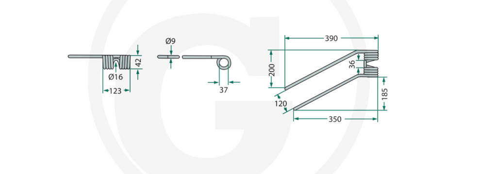 For FELLA Rotary Tedder Tine Left (green) PACK OF 6