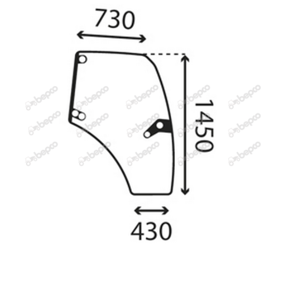 For DEUTZ DOOR GLASS RIGHT - CURVED - TINTED