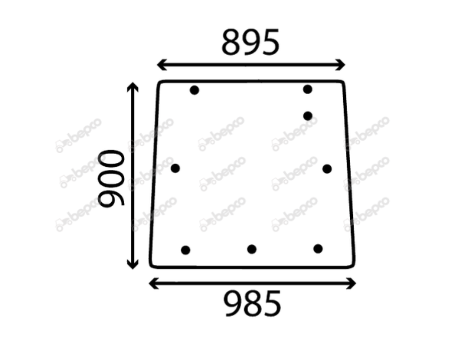 For MASSEY FERGUSON 3000 3100 3600 REAR WINDOW FLAT - TINTED