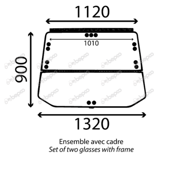 For FORD Q CAB LOWER & UPPER REAR WINDOW FLAT - TINTED - Complete with Frame