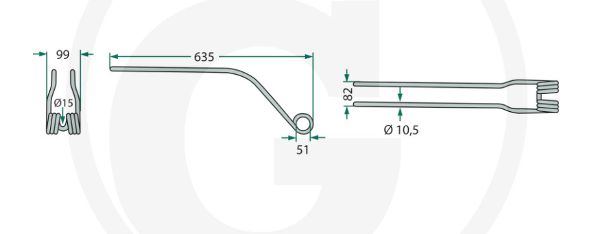 For KRONE Swadro Swather Tine PACK OF 10 (3 Coils)