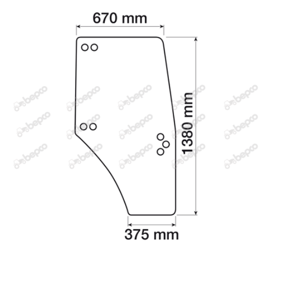 For DEUTZ DOOR GLASS RIGHT - CURVED - TINTED