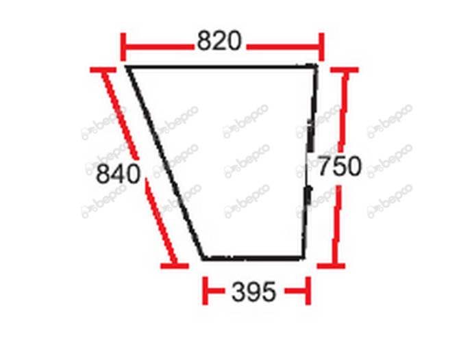 For MASSEY FERGUSON 2600 2700 LOWER DOOR WINDOW LEFT - FLAT - TINTED