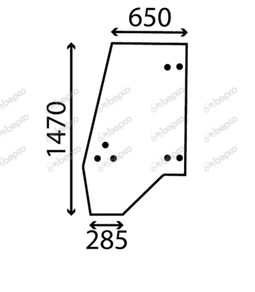 For JCB 3CX BLACK CAB DOOR GLASS LEFT - CURVED - NON-TINTED