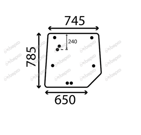 For MASSEY FERGUSON 4200 4300 REAR WINDOW FLAT - NON-TINTED