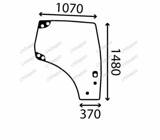 for, New Holland T5, T6, T7, T6000, T7000 DOOR WINDOW RIGHT - CURVED - TINTED