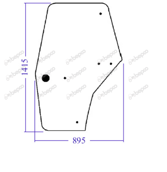 For CASE IH CX Maxxum DOOR WINDOW RIGHT - CURVED - TINTED