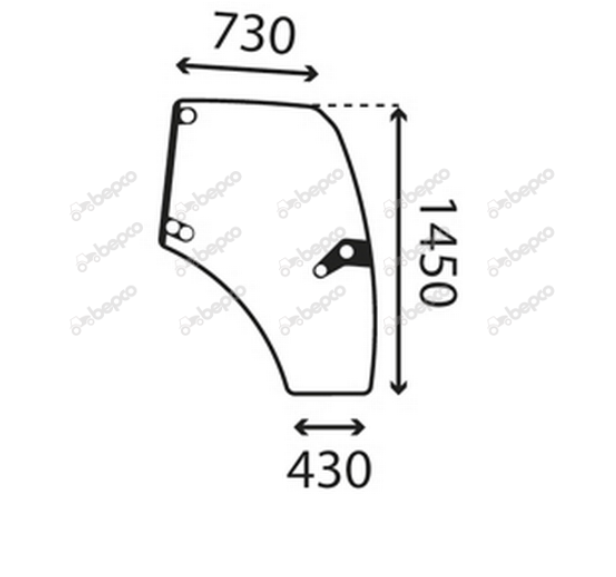 For DEUTZ DOOR WINDOW RIGHT - CURVED - TINTED