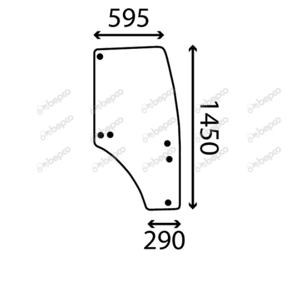For, JOHN DEERE 5M 5R DOOR WINDOW RIGHT - CURVED - TINTED