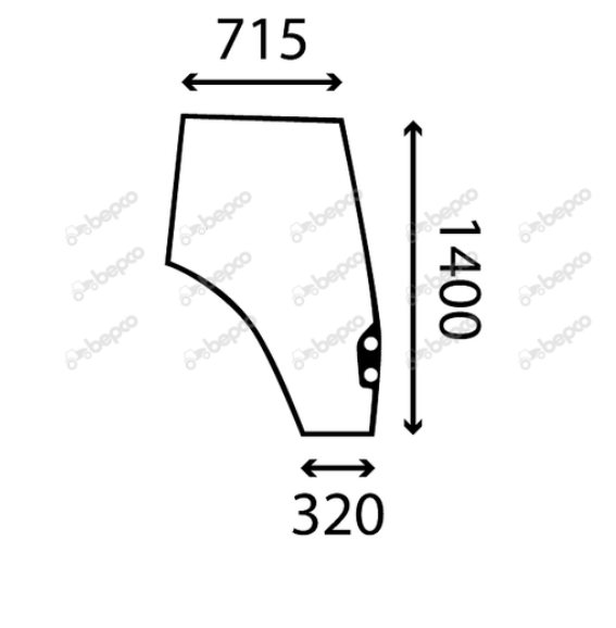 For, VALTRA VALMET DOOR GLASS RIGHT - CURVED - TINTED