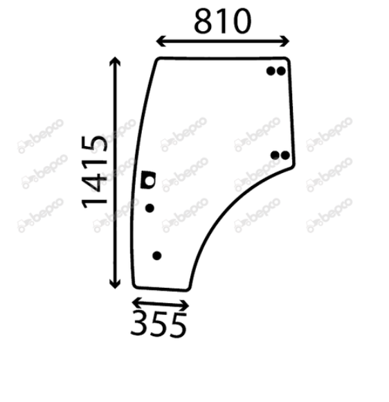 For CASE IH FARMALL LUXXUM DOOR WINDOW LEFT - CURVED - TINTED