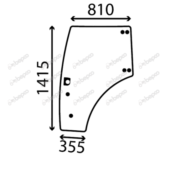 For NEW HOLLAND T5 DOOR WINDOW LEFT - CURVED - TINTED