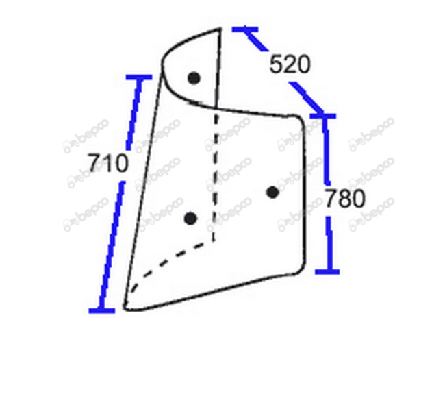 For MASSEY FERGUSON 4200 4300 CORNER WINDOW LEFT - CURVED - TINTED