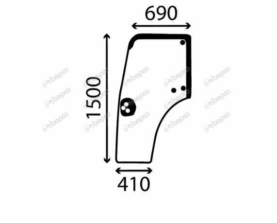 for, CASE IH JX series DOOR GLASS LEFT - CURVED - TINTED