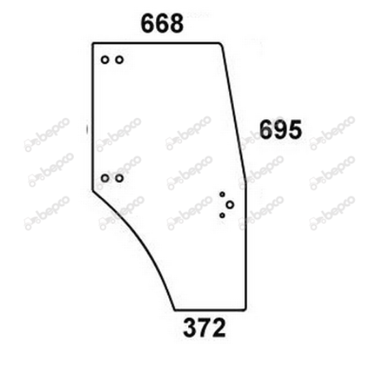 For DEUTZ AGROPLUS DOOR WINDOW GLASS RIGHT - CURVED - NON-TINTED