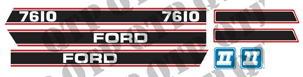 Ford 7610 Force 2 Red & Black Decal Kit