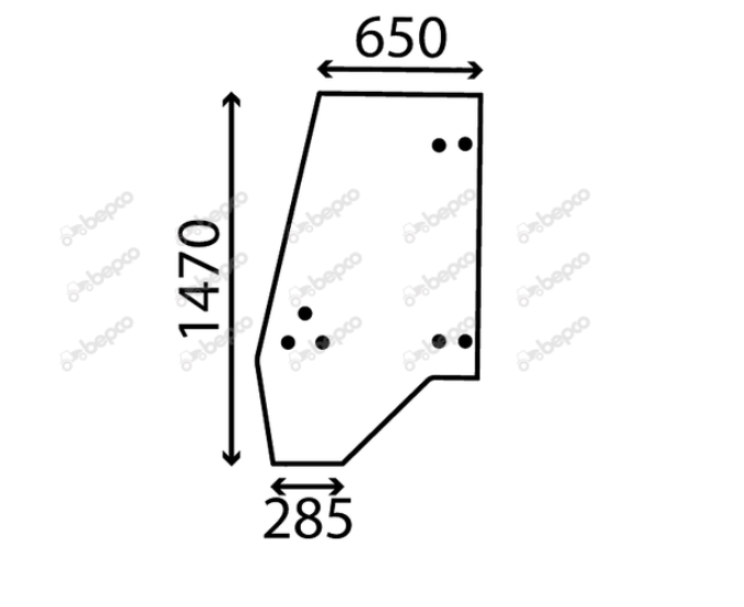 For JCB 3CX BLACK CAB DOOR WINDOW LEFT - CURVED - NON-TINTED