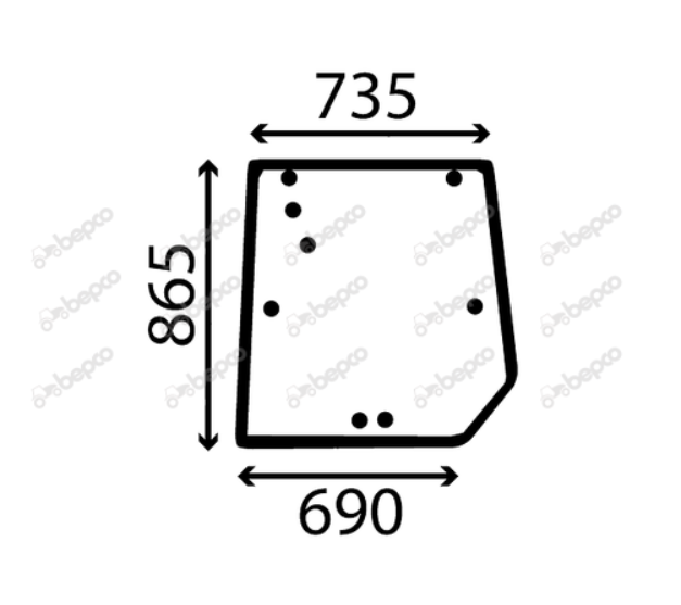 Massey Ferguson Back/Rear Window Glass 8 Hole