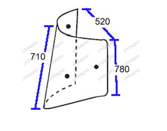 For, MASSEY FERGUSON 4200 4300 CORNER WINDOW LEFT - CURVED - TINTED