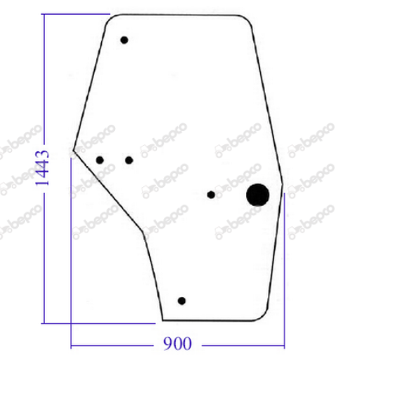 For CASE IH 3000 4000 LP CAB   DOOR GLASS RIGHT - CURVED - NON-TINTED