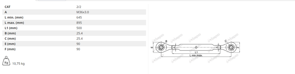 For CASE IHC TOP LINK CAT. 2/2 - M 36 X 3 - L 645/895