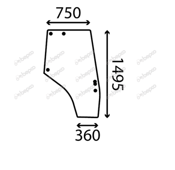 For MASSEY FERGUSON 4200 4300 DOOR GLASS RIGHT - CURVED - TINTED