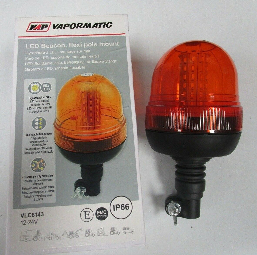 LED Beacon, Pole Mount 12-24V  3 selectable flash patterns