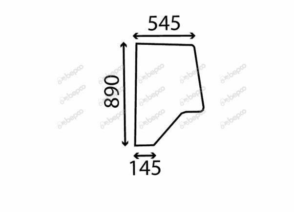 CASE IH XL Cab FIXED UPPER REAR DOOR WINDOW FLAT - TINTED