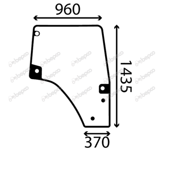 For DEUTZ 5 AGROFARM DOOR WINDOW RIGHT - CURVED - TINTED