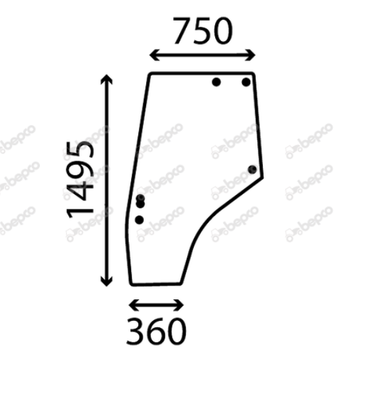 For, MASSEY FERGUSON 4200 4300 DOOR WINDOW LEFT - CURVED - NON-TINTED