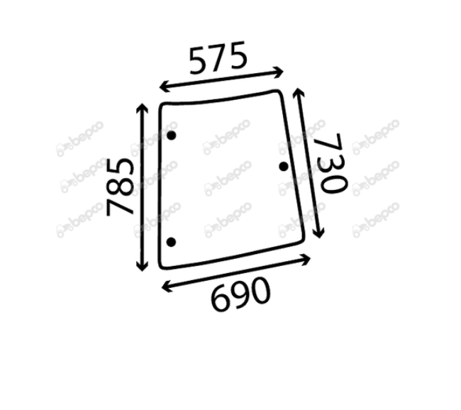 For MASSEY FERGUSON 4200 4300 CORNER WINDOW RIGHT - CURVED - TINTED