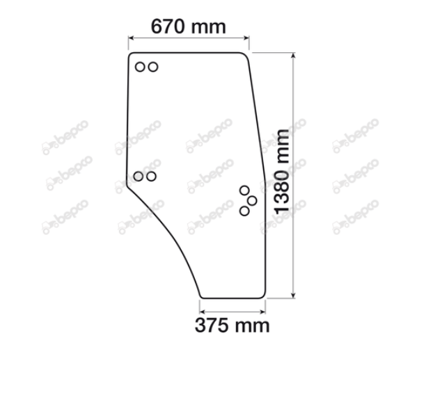 For DEUTZ AGROFARM AGROPLUS DOOR WINDOW RIGHT - CURVED - TINTED