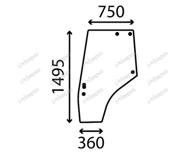 For MASSEY FERGUSON 4200 4300 DOOR GLASS LEFT - CURVED - NON-TINTED