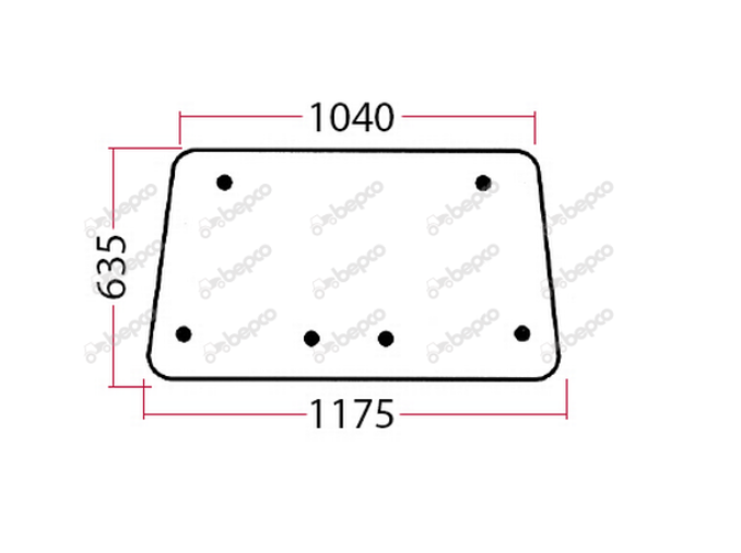 For, JOHN DEERE 40 50 SEKURA CAB UPPER REAR GLASS