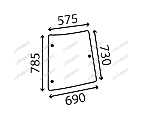 For, MASSEY FERGUSON 4200 4300 CORNER WINDOW RIGHT - CURVED - TINTED