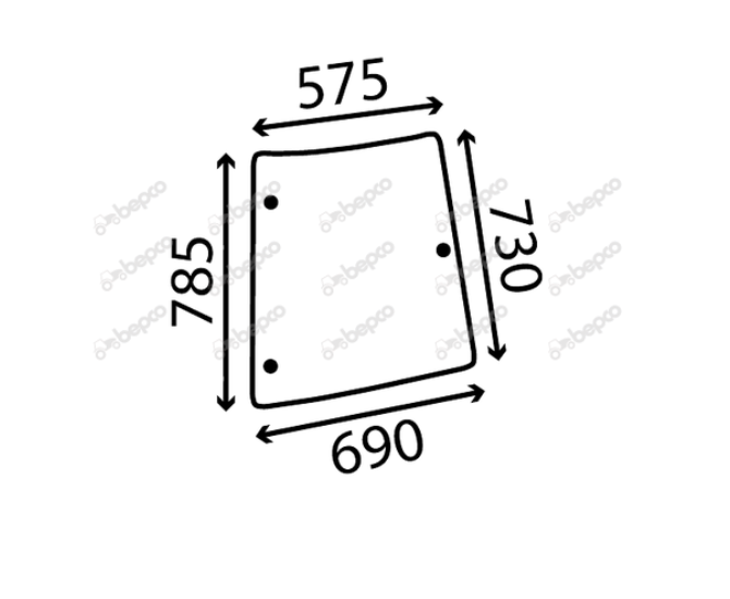 For MASSEY FERGUSON 4200 4300 CORNER WINDOW RIGHT - CURVED - NON-TINTED