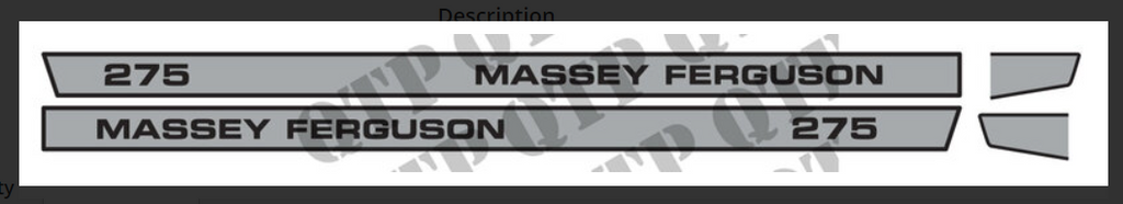 For Massey Ferguson 275  Decal Kit