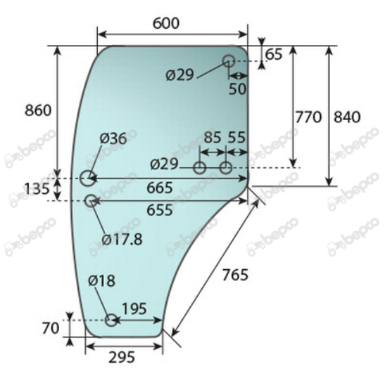 For JOHN DEERE DOOR GLASS LEFT - CURVED - TINTED