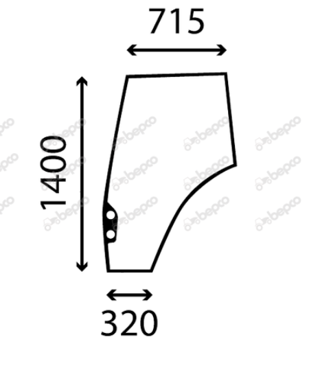 For, VALTRA VALMET DOOR GLASS LEFT - CURVED - TINTED