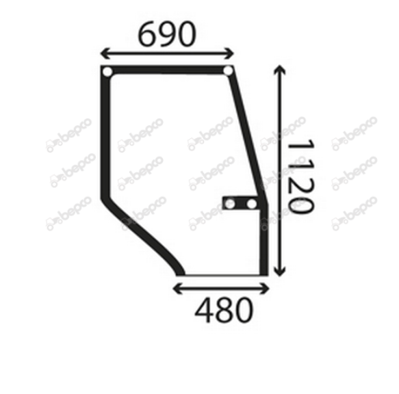 For, CASE Maxxum UPPER DOOR WINDOW RIGHT - CURVED - TINTED