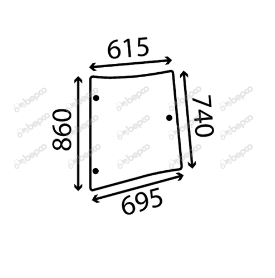 For, MASSEY FERGUSON 5400 CORNER WINDOW RIGHT - CURVED - TINTED