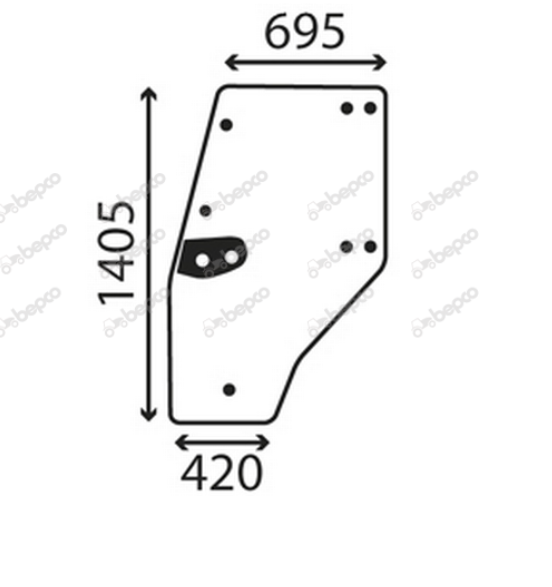 For, DEUTZ DOOR GLASS LEFT - CURVED - TINTED