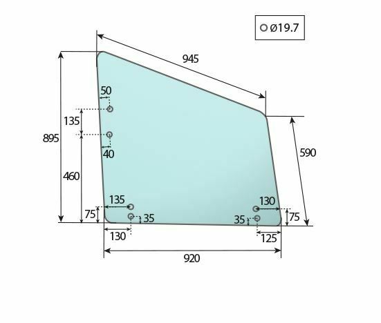 for, John Deere Telehandler 3000 UPPER DOOR WINDOW LEFT - FLAT - TINTED