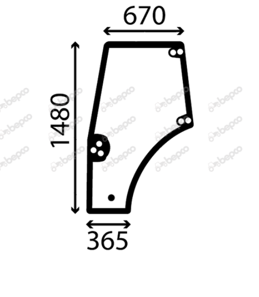 For, CASE IH JX DOOR WINDOW LEFT - CURVED - TINTED